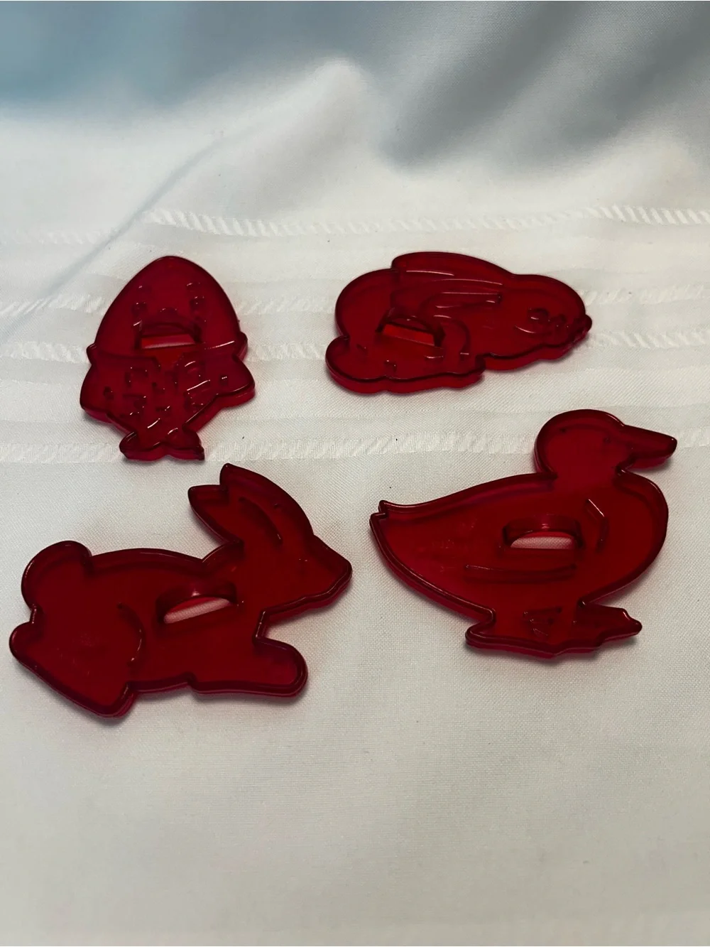 Vintage HRM Red Set Of 4 Cookie Cutters Duck Humpty Dumpty Easter Bunny Kitchen